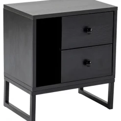 Glimmer sängbord - Svart trä/svart