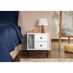 Glimmer sängbord - Vit/svart