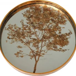 Golden serveringsbricka med spegelglas - Träd