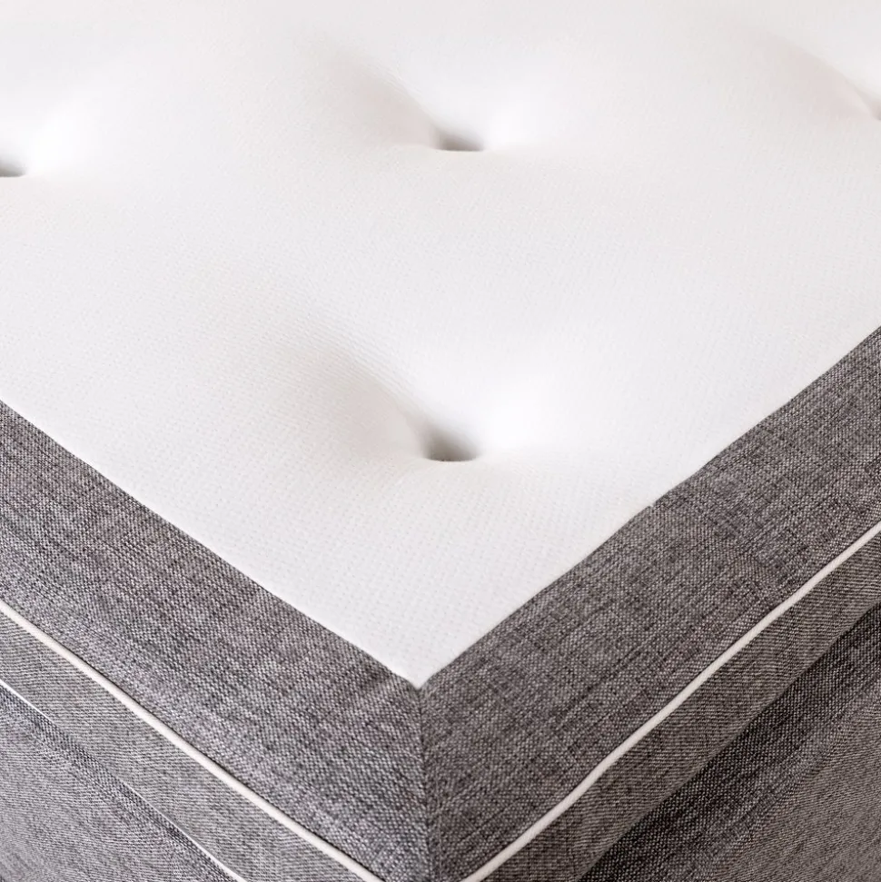 Grå kontinentalsäng - komplett sängpaket med 7-zons Pocket / Pocket + Möbeltassar