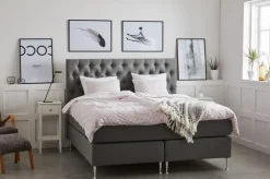 Grå kontinentalsäng - komplett sängpaket med 7-zons Pocket / Pocket + Möbeltassar