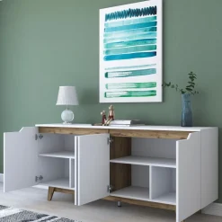 Grande skänk - Vit/valnöt