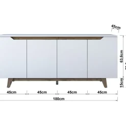 Grande skänk - Vit/valnöt