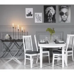 Gåsö matgrupp: Bord 160/210 cm inklusive 4 Gåsö stolar - Vit/Grå