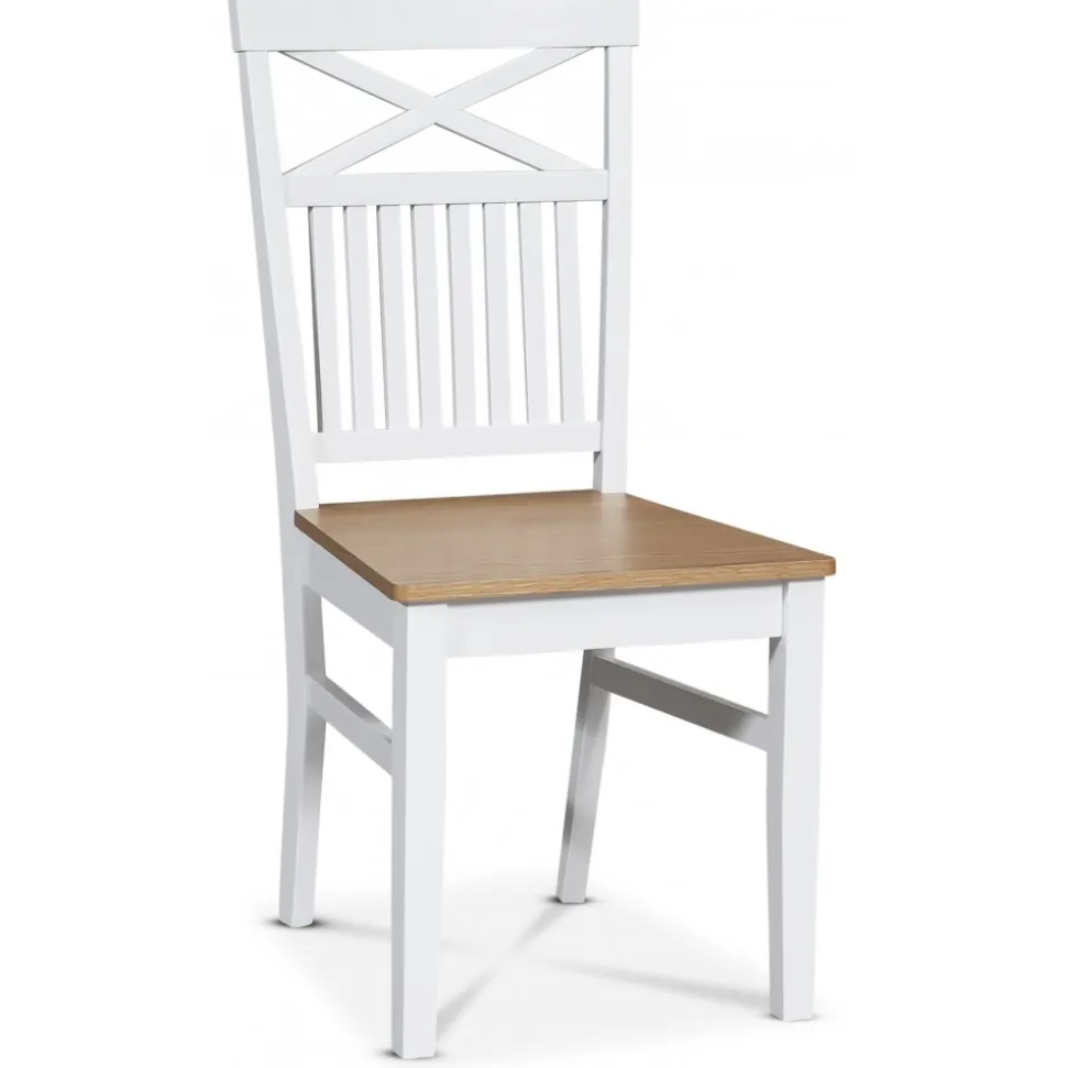 Gåsö matgrupp: Bord 160/210 cm inklusive 6 Fårö stolar med kryss - Vit/Ek