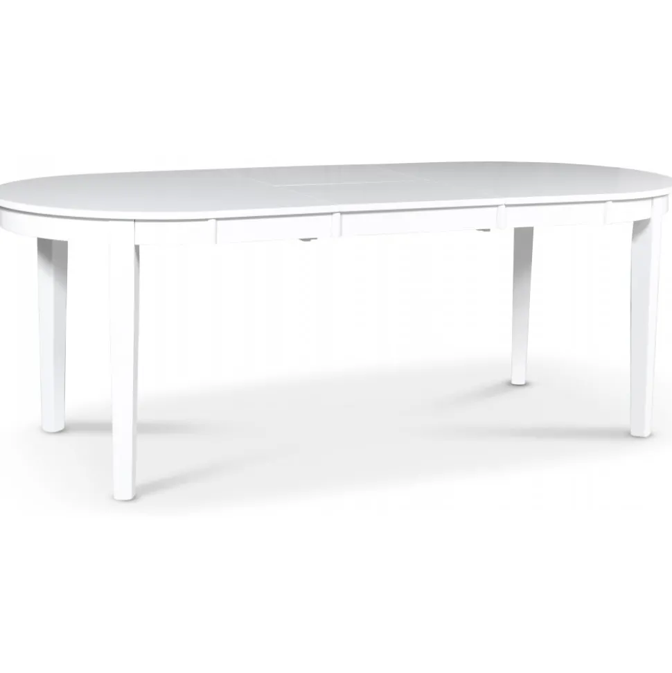 Gåsö matgrupp: Bord 160/210 cm inklusive 6 Fårö stolar med kryss - Vit/Ek