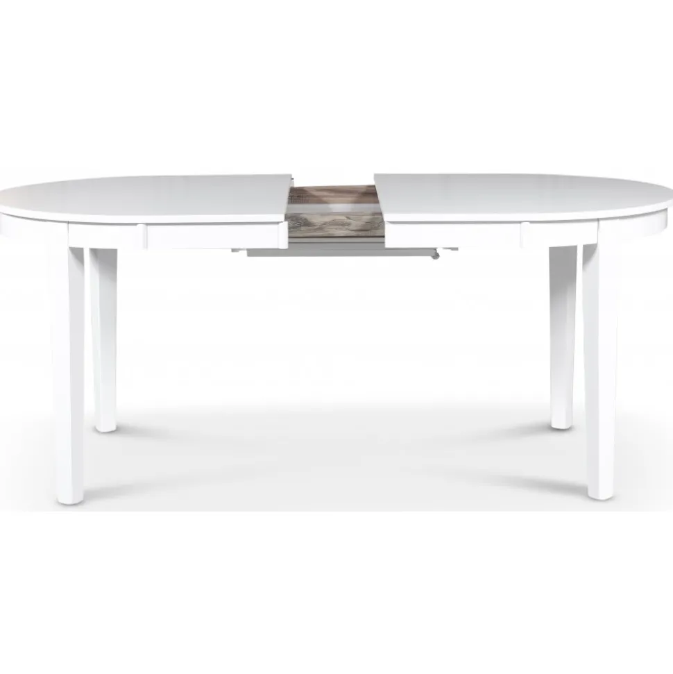 Gåsö matgrupp: Bord 160/210 cm inklusive 6 Fårö stolar med kryss - Vit/Ek