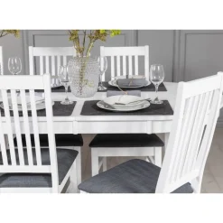 Gåsö matgrupp ovalt utdragbart inklusive 6 st Gåsö stolar - Vit + 4.00 x Möbeltassar