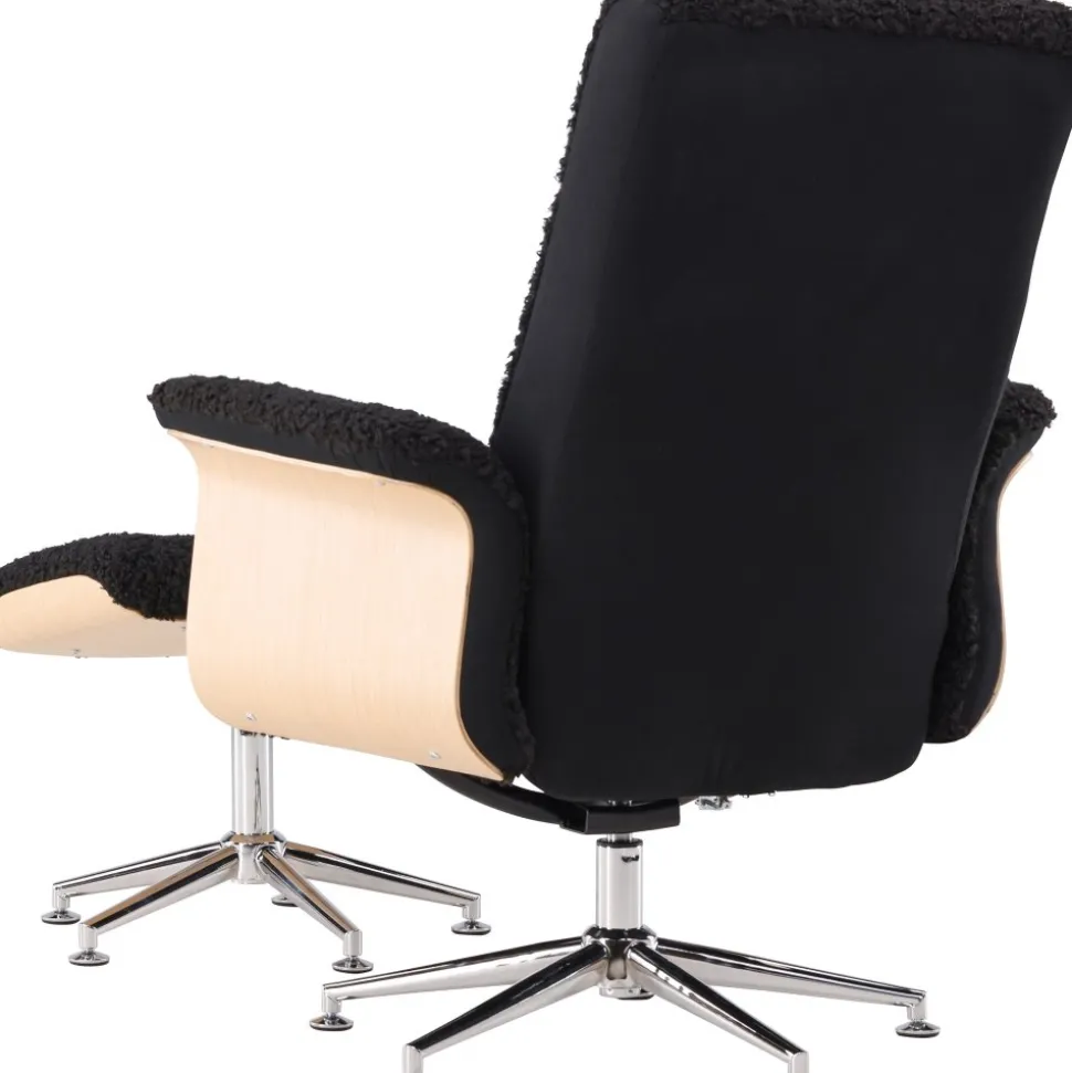 Hagön reclinerfåtölj med fotpall - Svart/oljad ek + Fläckborttagare för möbler