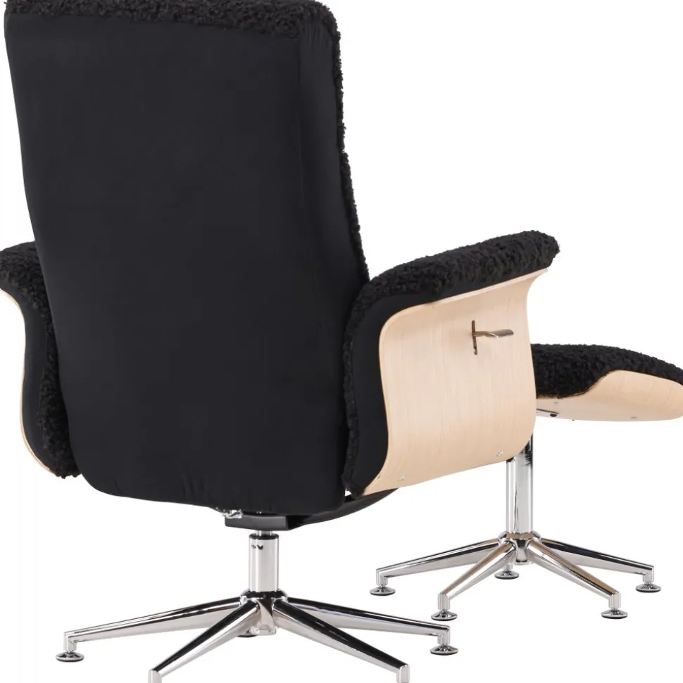 Hagön reclinerfåtölj med fotpall - Svart/oljad ek + Fläckborttagare för möbler