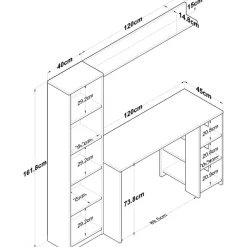 Hanna skrivbord med hyllsystem 16, 160 x 45 cm - Valnöt/antracit