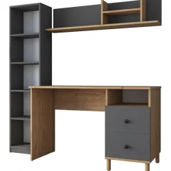 Hanna skrivbord med hyllsystem 15, 120 x 50 cm - Valnöt/antracit