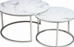 Harrisburg soffbord 80 x 80 cm - Vit/krom