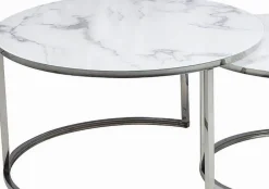 Harrisburg soffbord 80 x 80 cm - Vit/krom + Möbeltassar