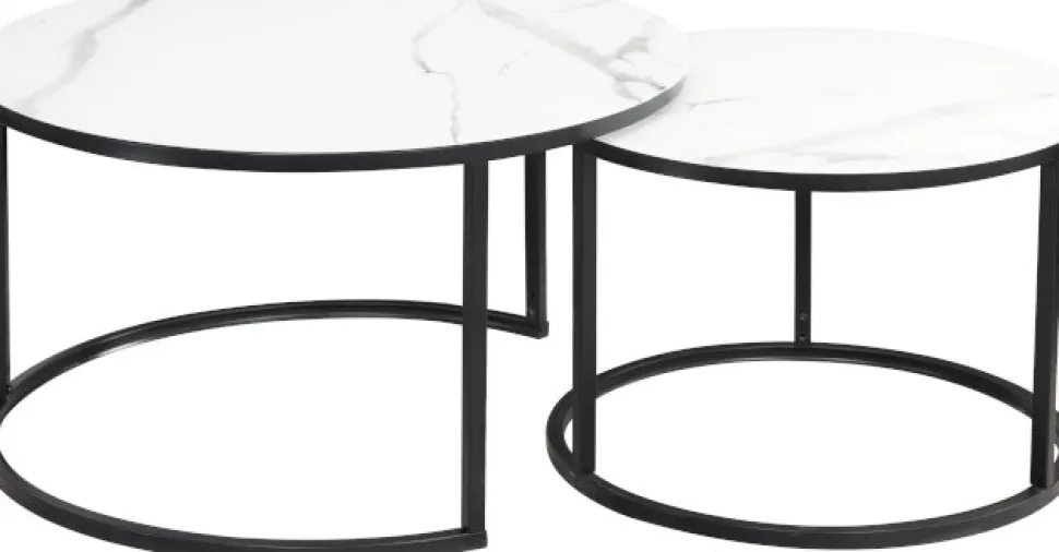 Harrisburg soffbord 80 x 80 cm - Vit/svart + Möbeltassar