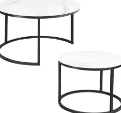 Harrisburg soffbord 80 x 80 cm - Vit/svart + Möbeltassar