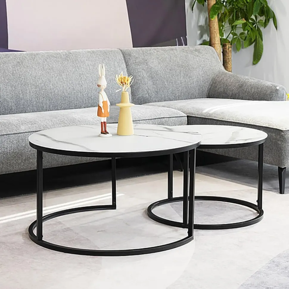 Harrisburg soffbord 80 x 80 cm - Vit/svart + Möbeltassar