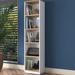 Hector bokhylla 11 - Vit/valnöt