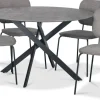 Hogrän matgrupp Ø120 cm bord i betongimitation + 4 st Lokrume grå stolar + 3.00 x Möbeltassar