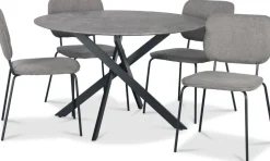 Hogrän matgrupp Ø120 cm bord i betongimitation + 4 st Lokrume grå stolar + 4.00 x Stolsdyna