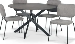Hogrän matgrupp Ø120 cm bord i mörkt trä + 4 st Lokrume grå stolar + 4.00 x Stolsdyna