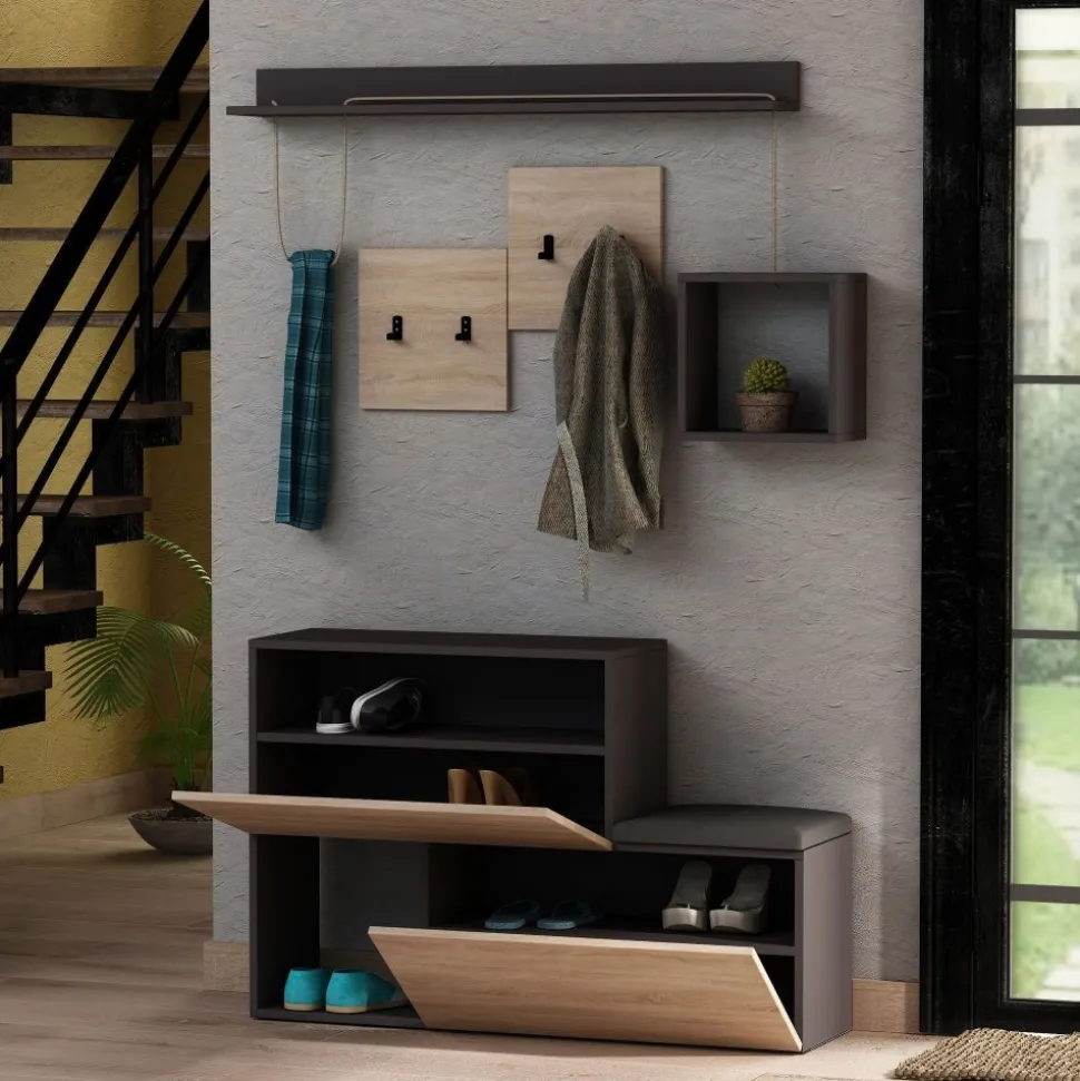 Holdo hallmöbel - Antracit/ek