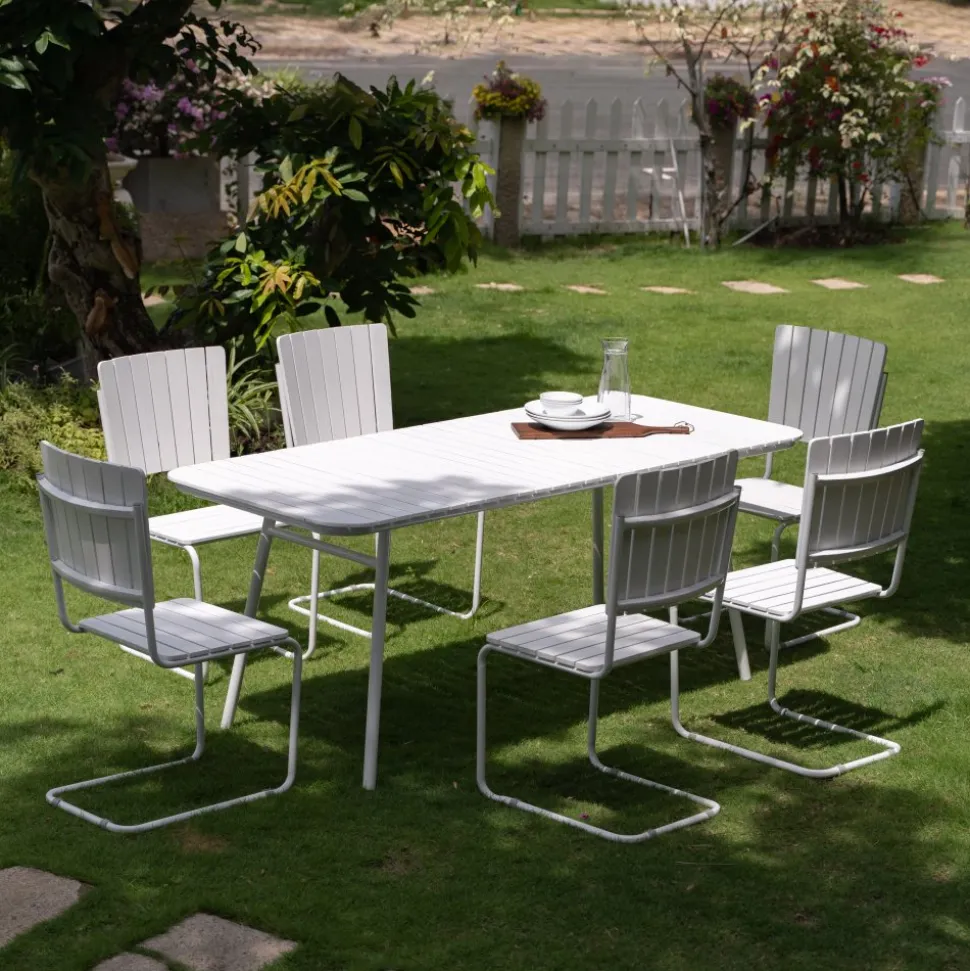 Holmsund matgrupp; bord 180x80 cm med 6 st stolar - vit