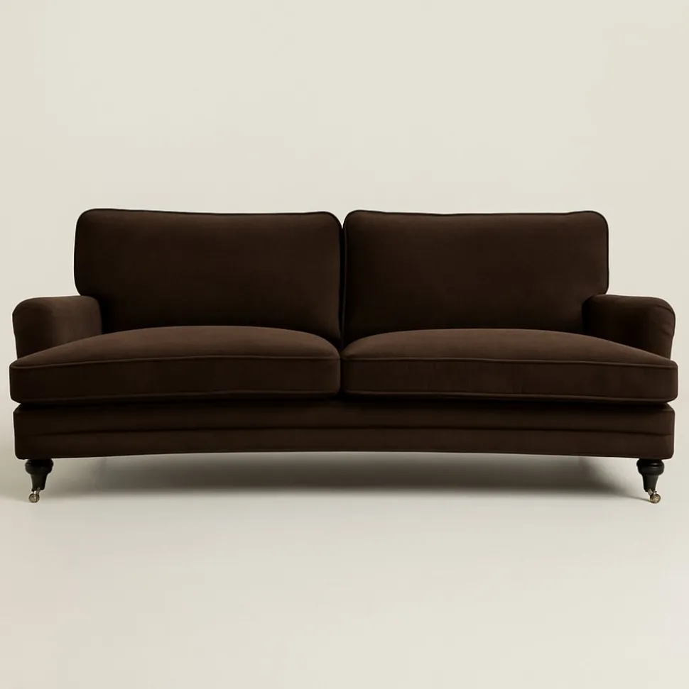 Howard Stockholm 3-sits svängd - Mörkbrun sammet