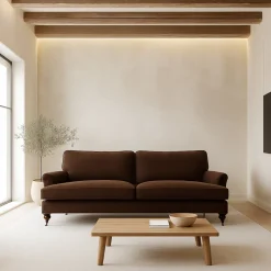 Howard Stockholm 3-sits svängd - Mörkbrun sammet