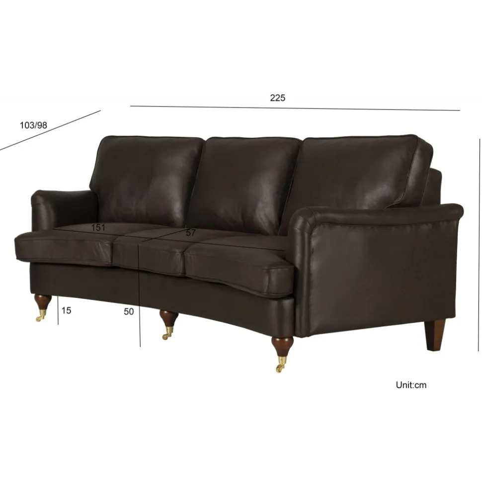 Howard svängd soffa 3-sits - Brun vintage