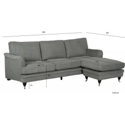 Howardsoffa med divan - Grå + Textilrengöring för möbler