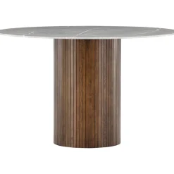 Härön sidobord Ø52 cm - Grå/valnöt