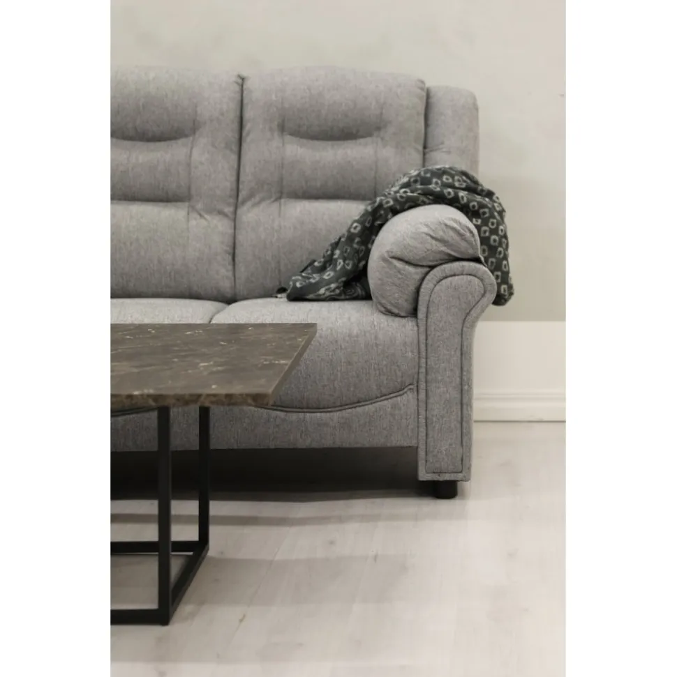 Hörnsoffa grå 5-sits - Peking + Textilrengöring för möbler