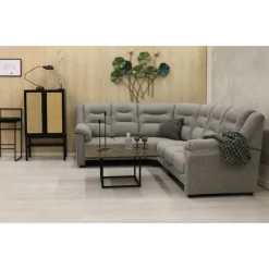 Hörnsoffa grå 5-sits - Peking + Textilrengöring för möbler