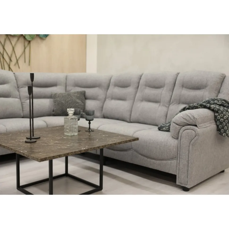 Hörnsoffa grå 5-sits - Peking + Textilrengöring för möbler