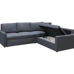 Hörnsoffa med bädd och förvaring - Grå