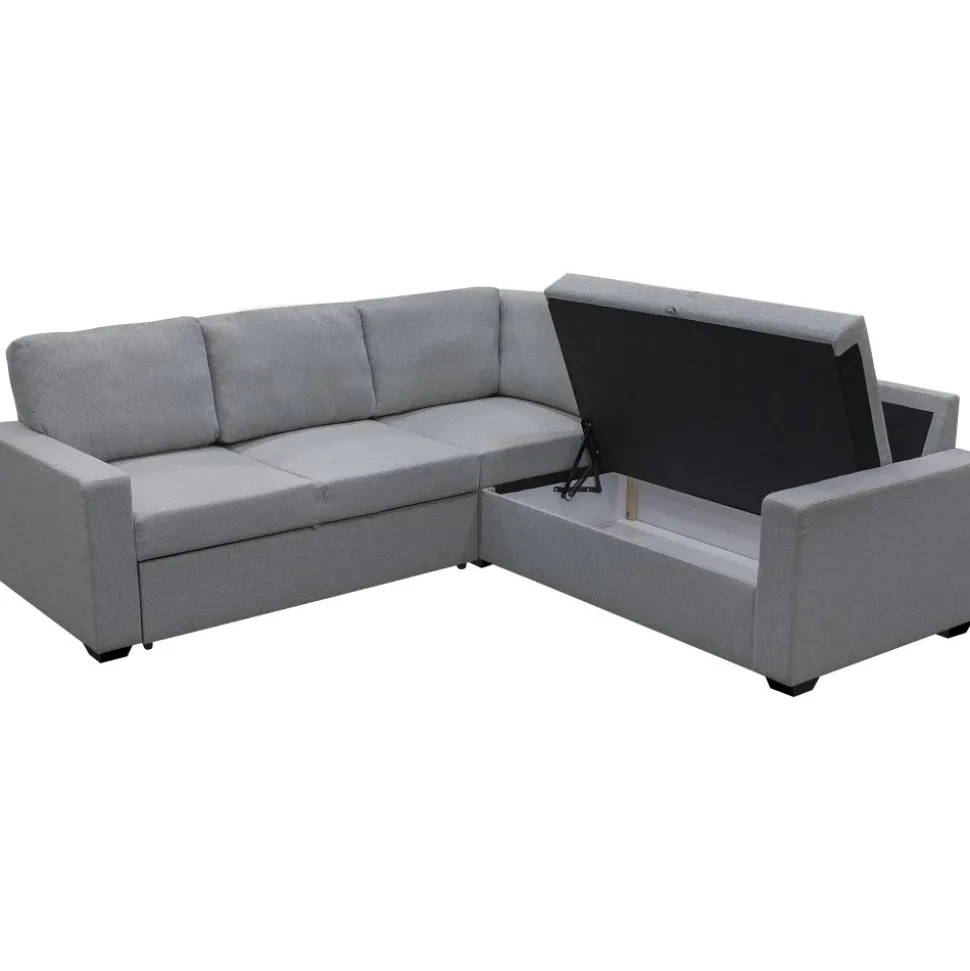 Hörnsoffa med bäddfunktion och förvaring