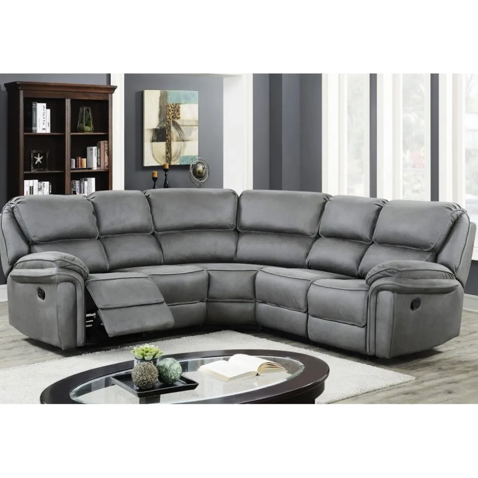 Hörnsoffa recliner grå microfiber + Fläckborttagare för möbler