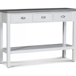 Hugo avlastningsbord med 3 lådor 110x36 cm - Vit / Cement