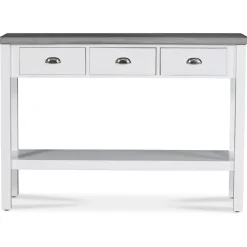 Hugo avlastningsbord med 3 lådor 110x36 cm - Vit / Cement