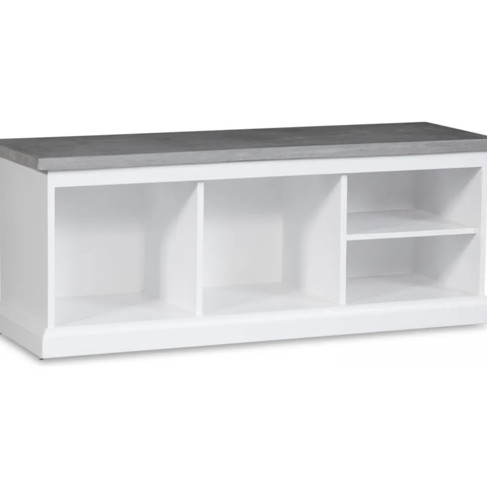 Hugo vit sittbänk med cement