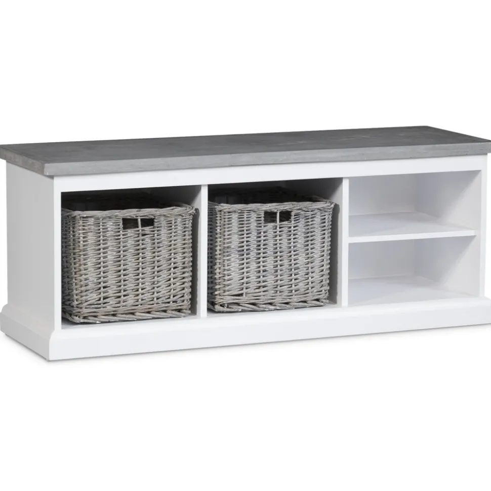 Hugo vit sittbänk med cement