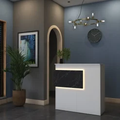 Idora receptionsdisk - Vit/marmor