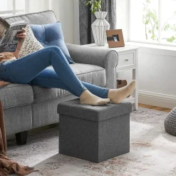 Idris sittpuff med förvaring - Mörkgrå