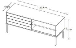Inez tv-bänk i brunoljad ek - Bredd 120 cm