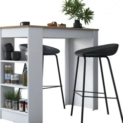 Jarik barbord 120 x 50 cm - Valnöt/vit