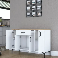 Jeriko skänk 136 - Vit/valnöt