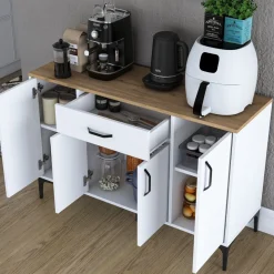 Jeriko skänk 136 - Vit/valnöt