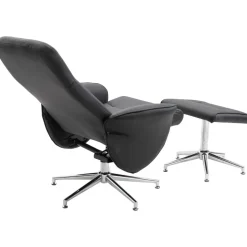 Julius reclinerfåtölj med fotpall - Svart PU