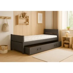 Juniorsäng Bartek med förvaringslåda 90 cm - Grafitgrå